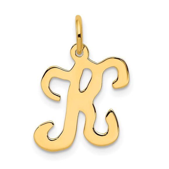14k Yellow Gold, Sophia Collection, Small Script Initial K Pendant - Picture 1 of 5